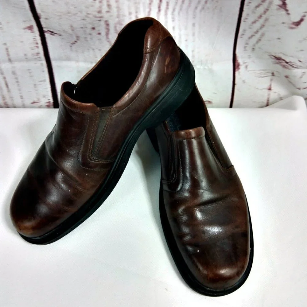 Ecco Shock Point Brown Slip On Loafer Dress Shoes US 9-9.5 EU 43